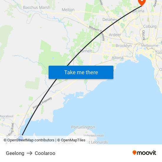 Geelong to Coolaroo map