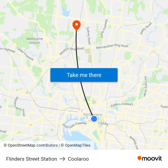 Flinders Street Station to Coolaroo map