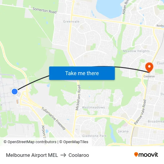Melbourne Airport MEL to Coolaroo map