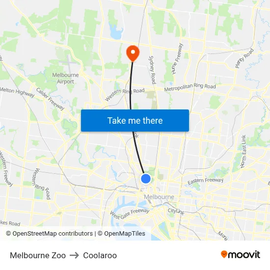 Melbourne Zoo to Coolaroo map
