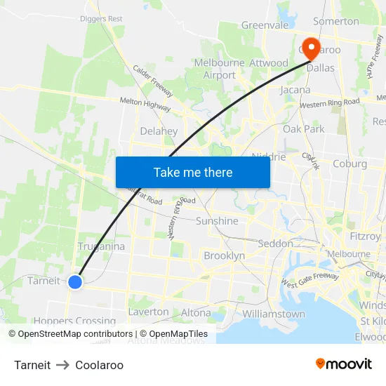 Tarneit to Coolaroo map