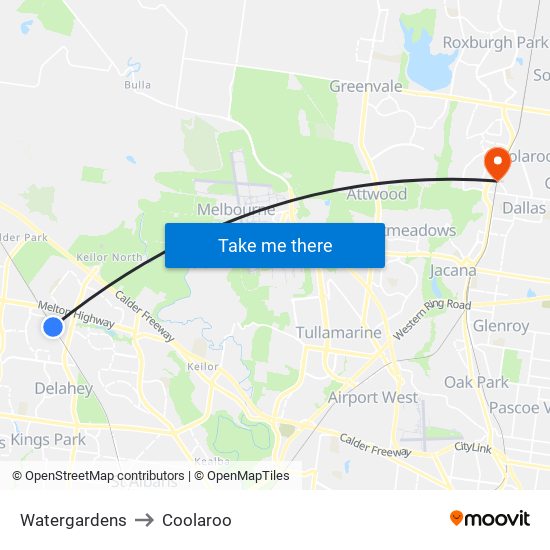 Watergardens to Coolaroo map