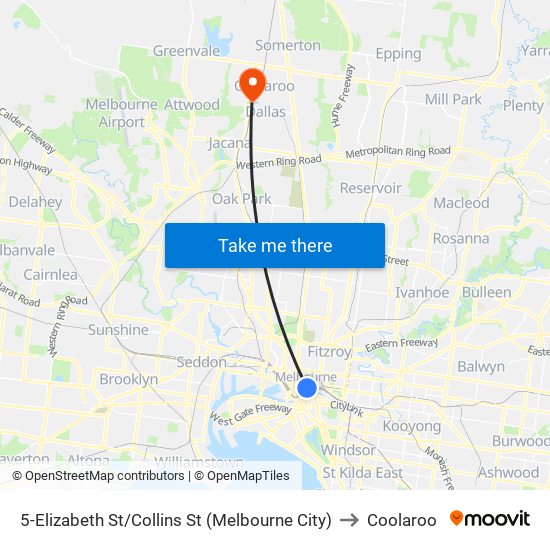 5-Elizabeth St/Collins St (Melbourne City) to Coolaroo map