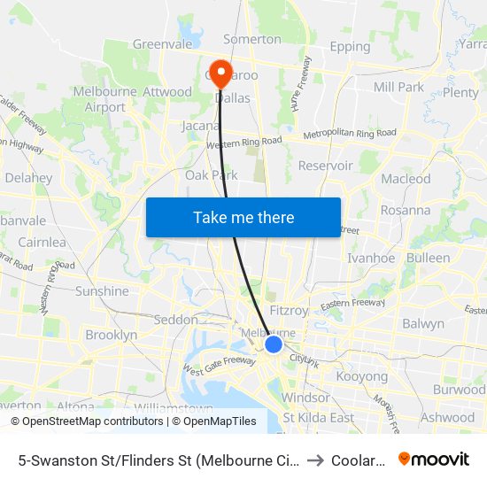 5-Swanston St/Flinders St (Melbourne City) to Coolaroo map