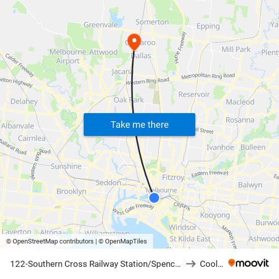 122-Southern Cross Railway Station/Spencer St (Melbourne City) to Coolaroo map