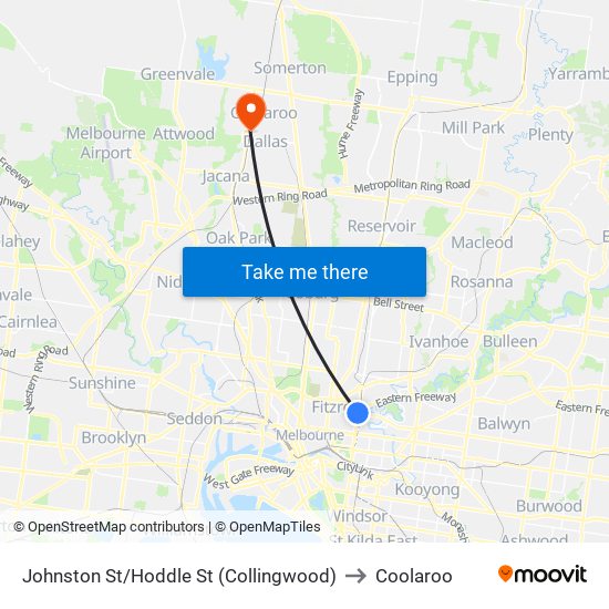 Johnston St/Hoddle St (Collingwood) to Coolaroo map