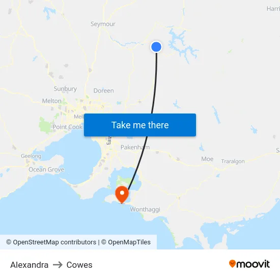 Alexandra to Cowes map