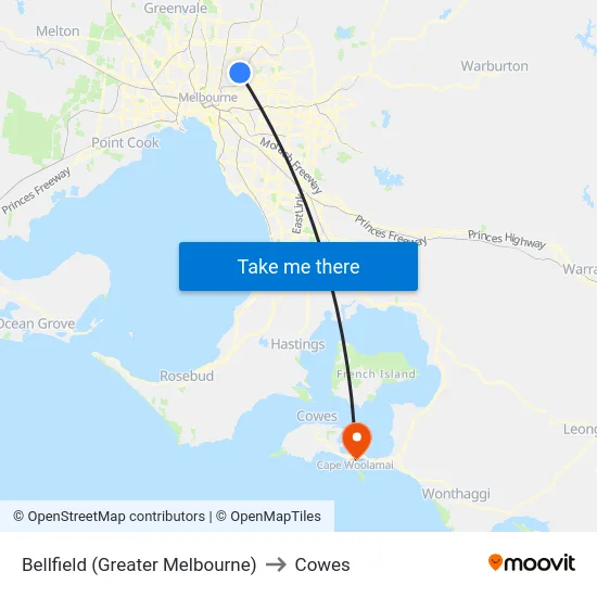 Bellfield (Greater Melbourne) to Cowes map