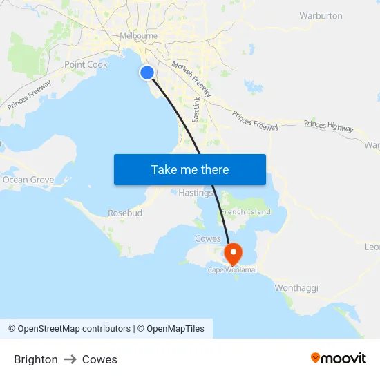 Brighton to Cowes map