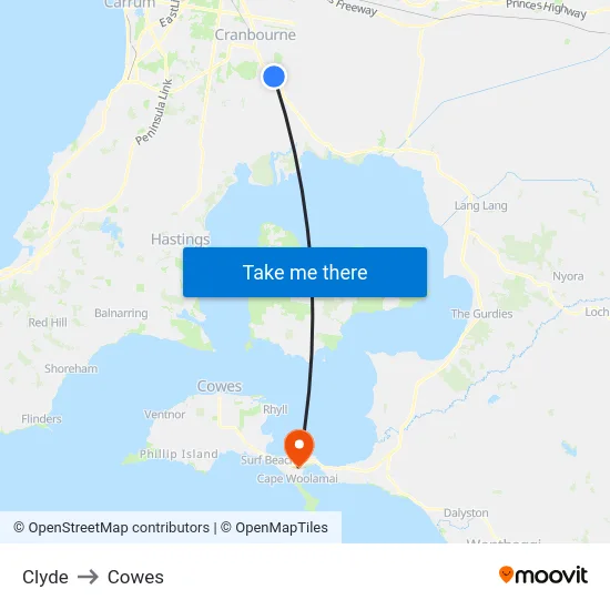 Clyde to Cowes map