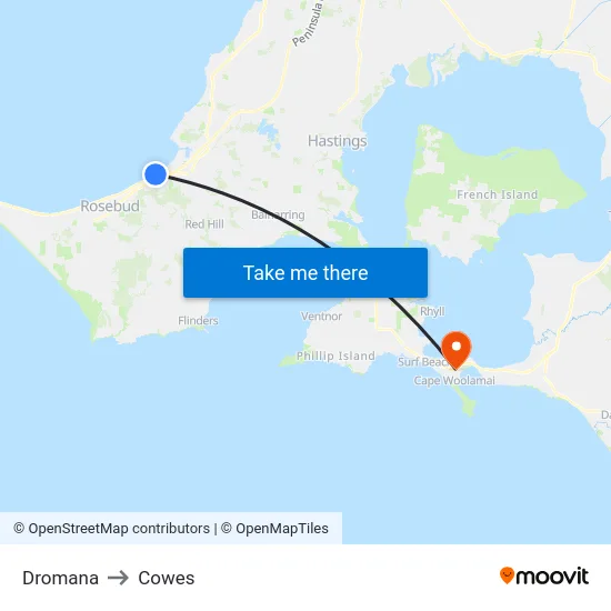 Dromana to Cowes map