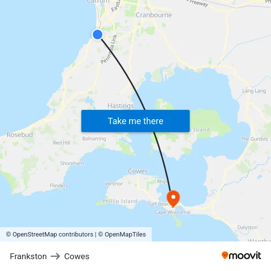 Frankston to Cowes map