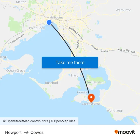 Newport to Cowes map