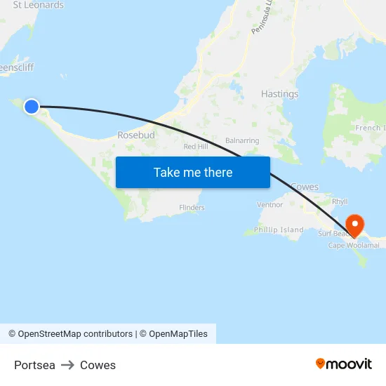 Portsea to Cowes map