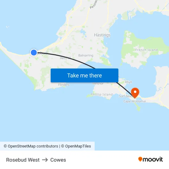 Rosebud West to Cowes map