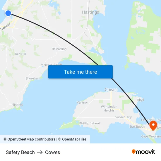 Safety Beach to Cowes map