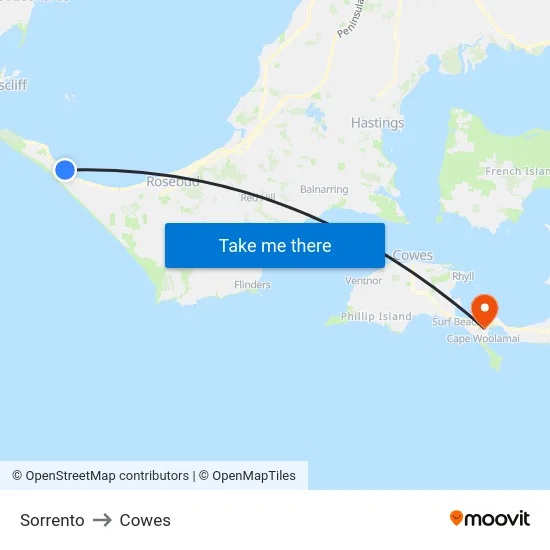 Sorrento to Cowes map