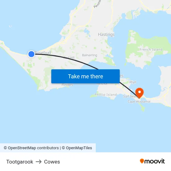 Tootgarook to Cowes map