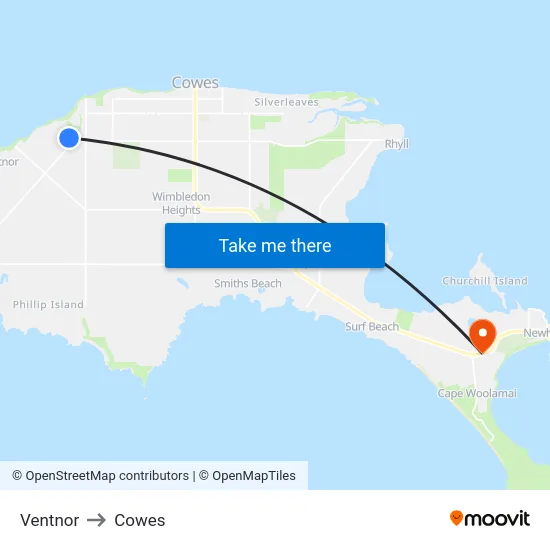 Ventnor to Cowes map