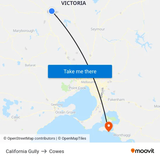 California Gully to Cowes map