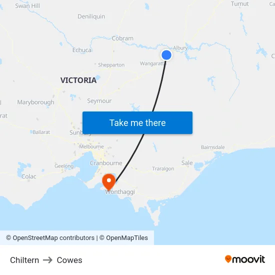 Chiltern to Cowes map