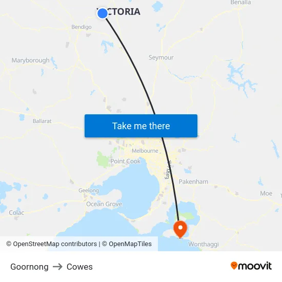 Goornong to Cowes map