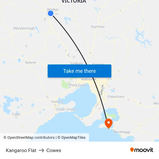 Kangaroo Flat to Cowes map