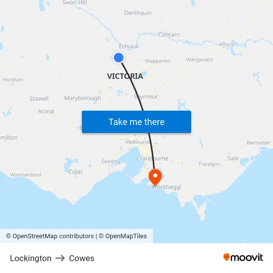 Lockington to Cowes map