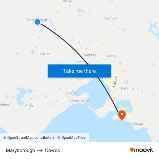 Maryborough to Cowes map