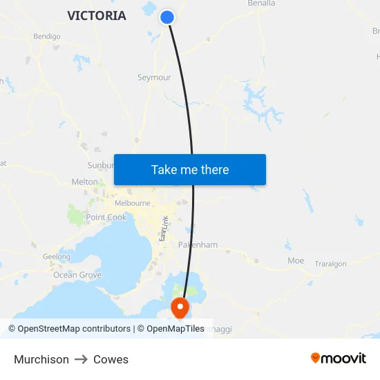 Murchison to Cowes map