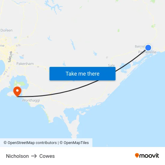 Nicholson to Cowes map