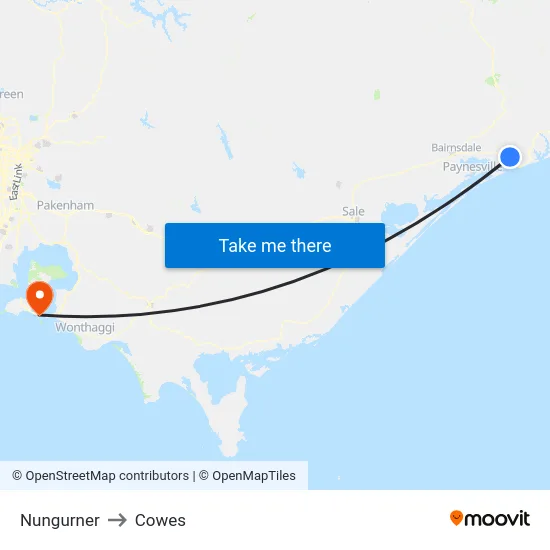 Nungurner to Cowes map