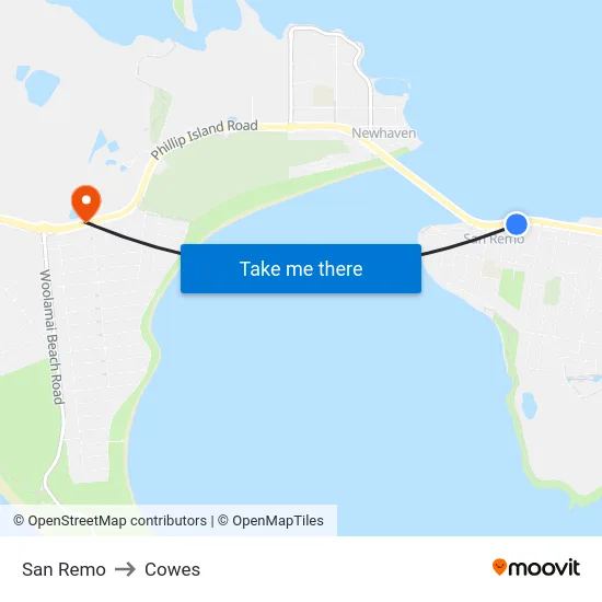 San Remo to Cowes map