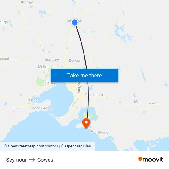 Seymour to Cowes map