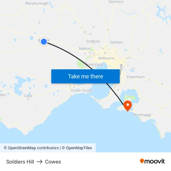 Soldiers Hill to Cowes map