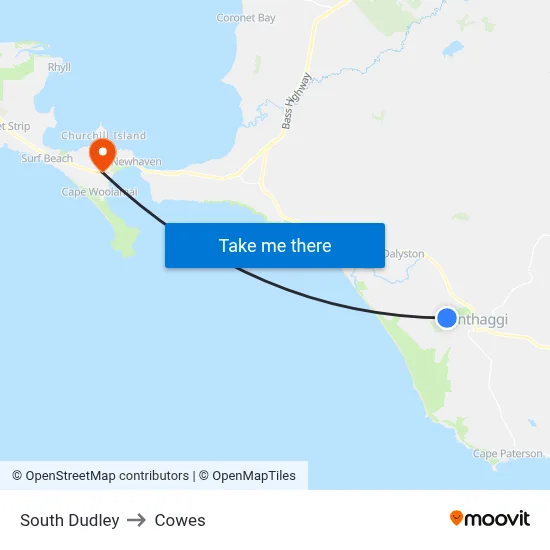 South Dudley to Cowes map