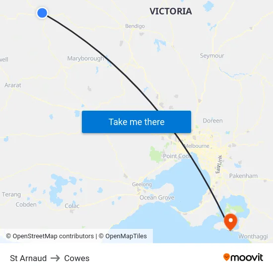 St Arnaud to Cowes map