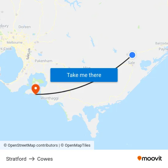 Stratford to Cowes map