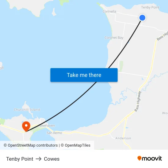 Tenby Point to Cowes map