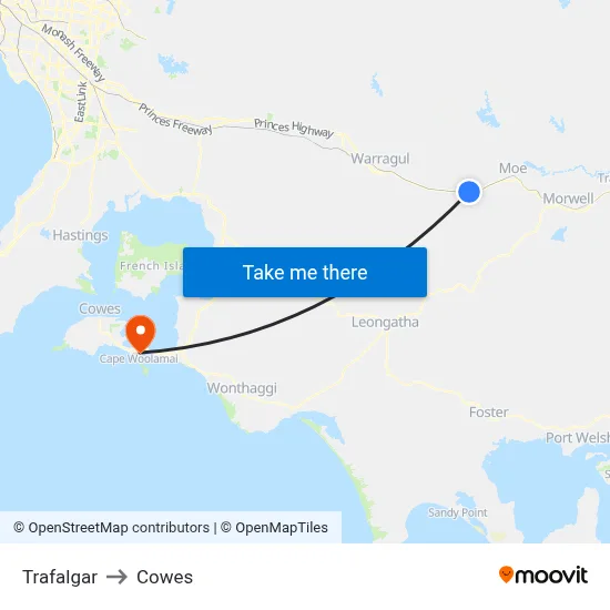 Trafalgar to Cowes map