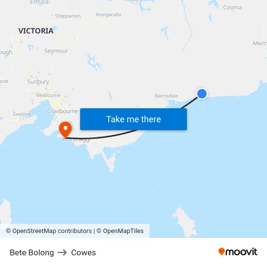 Bete Bolong to Cowes map