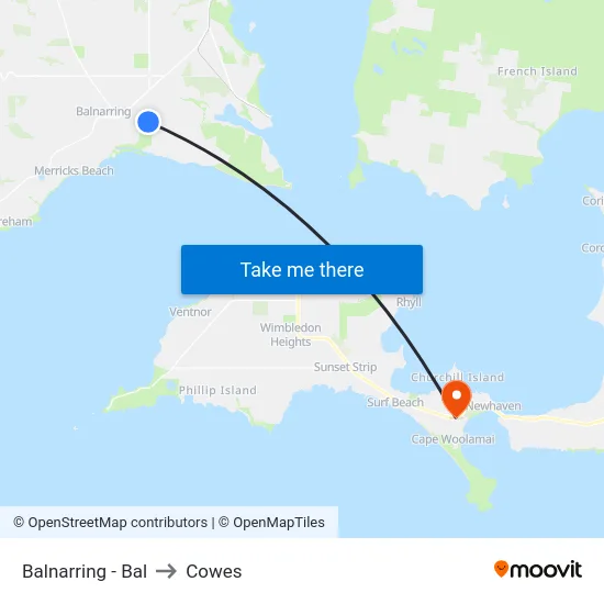 Balnarring - Bal to Cowes map