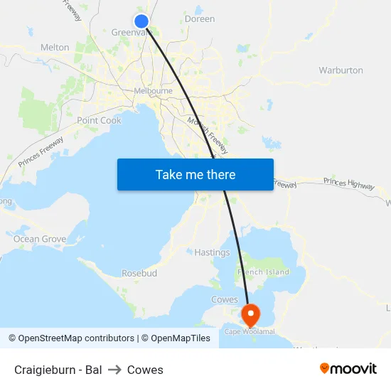 Craigieburn - Bal to Cowes map