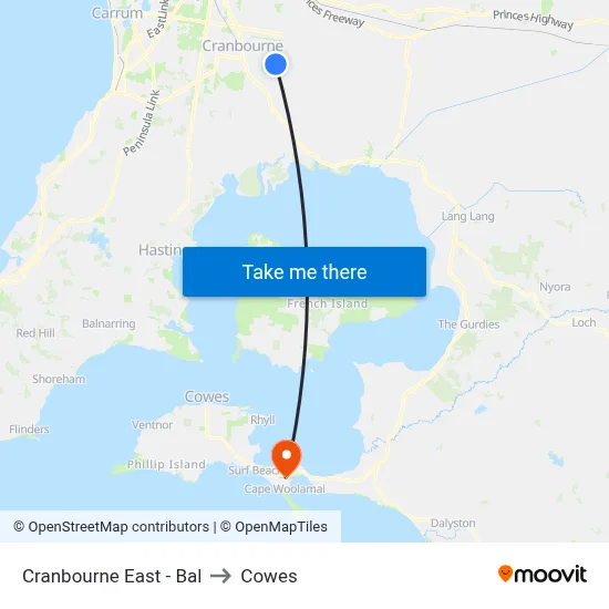 Cranbourne East - Bal to Cowes map