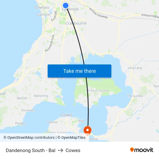 Dandenong South - Bal to Cowes map