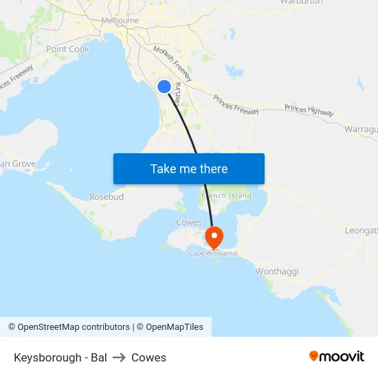 Keysborough - Bal to Cowes map