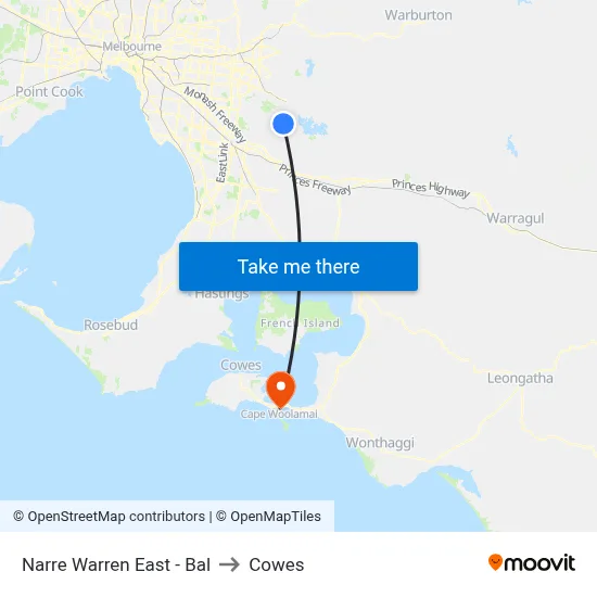 Narre Warren East - Bal to Cowes map