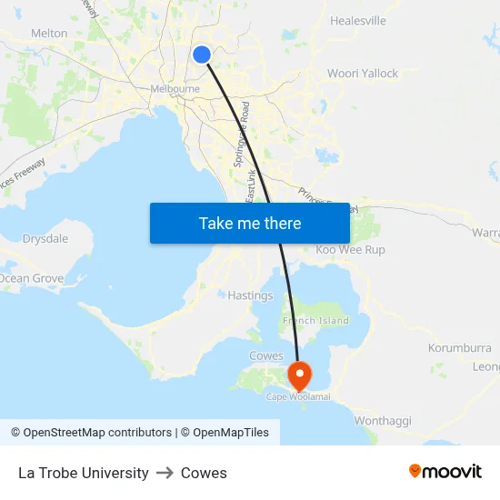 La Trobe University to Cowes map