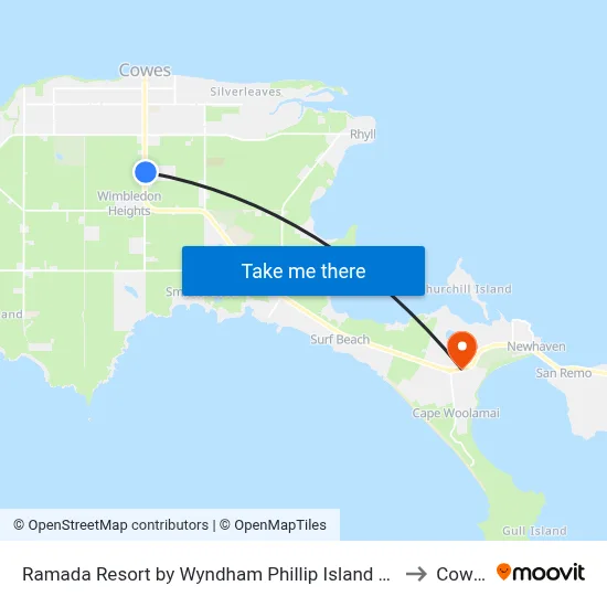 Ramada Resort by Wyndham Phillip Island Cowes to Cowes map