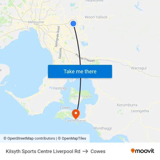 Kilsyth Sports Centre Liverpool Rd to Cowes map